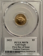 2022 $5 Gold Eagle First Day of Issue Legends of Life Vladimir Guerre MS70