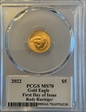 2022 $5 Gold Eagle First Day of Issue Legends of Life Rudy Ruettiger MS70
