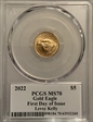 2022 $5 Gold Eagle First Day of Issue Legends of Life Leroy Kelly MS70