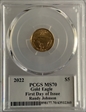 2022 $5 Gold Eagle First Day of Issue Legends of Life Randy Johnson MS70