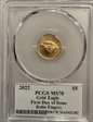 2022 $5 Gold Eagle First Day of Issue Legends of Life Rollie Fingers MS70