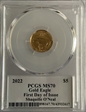 2022 $5 Gold Eagle First Day of Issue Legends of Life Shaquille O'Nea MS70