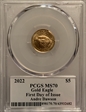 2022 $5 Gold Eagle First Day of Issue Legends of Life Andre Dawson MS70