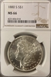 1880 S $1 Morgan  MS 66