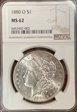 1880 O $1 Morgan  MS 62