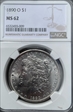 1890-O $1 Morgan MS 62