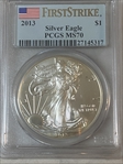 2013 $1 Silver Eagle First Strike MS70