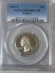 1981-S 25C Type 1 PR69DCAM