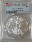 2018 $1 Silver Eagle First Strike MS70