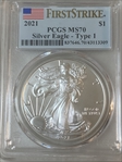 2021 $1 Silver Eagle - Type 1 First Strike MS70