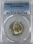 1943-D 5C MS65FS