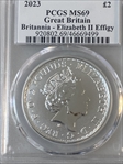 2023 £2 Britannia Elizabeth II Effigy Philip Nathan Signature MS69