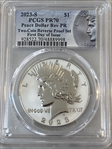 2023-S $1 Peace Dollar Rev PR Two-Coin Reverse Proof Set First Day of Issue PR70