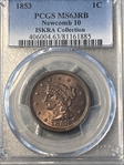 1853 1C Newcomb 10 MS63RB