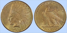 1908 $10 No Motto MS63