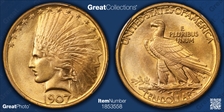 1907 $10 Indian MS64