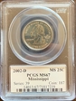 2002-D 25C Mississippi MS67