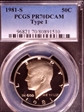 1981-S 50C Type 1 PR70DCAM