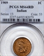 1909 1C Indian MS64RD
