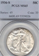 1936-S 50C MS65