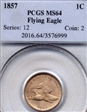 1857 1C Flying Eagle MS64