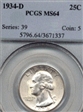 1934-D 25C MS64