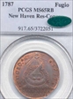 1787 Fugio 1C New Haven Restrike, Copper MS65RB