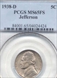 1938-D 5C Jefferson MS65FS