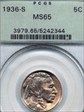 1936-S 5C MS65