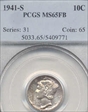 1941-S 10C MS65FB