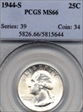 1944-S 25C MS66