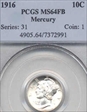 1916 10C Mercury MS64FB