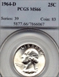 1964-D 25C MS66