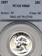 1957 25C MS65