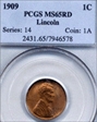 1909 1C Lincoln MS65RD