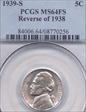 1939-S 5C Reverse of 1938 MS64FS