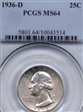 1936-D 25C MS64