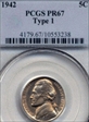 1942 5C Nickel PR67