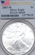 2007-W $1 Burnished Silver Eagle First Strike SP69