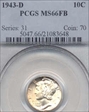 1943-D 10C MS66FB