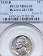 1939-D 5C Reverse of 1938 MS66FS