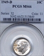 1949-D 10C MS66