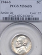 1944-S 5C MS66FS