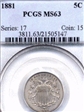 1881 5C MS63
