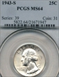 1943-S 25C MS64
