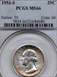 1953-S 25C MS66