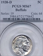 1938-D 5C Buffalo MS67