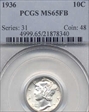 1936 10C MS65FB