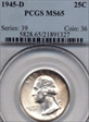 1945-D 25C MS65