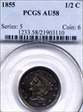 1855 1/2C AU58BN